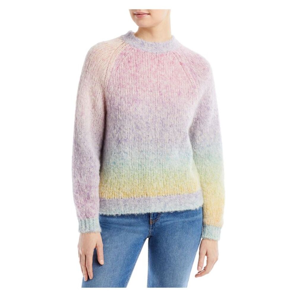 BOSS Womens Purple Ombre Long Sleeve Crew Neck Sweater S